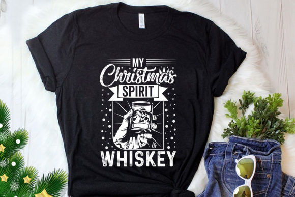 Christmas Typography Vector Whiskey Graphics for T-Shirt Designs