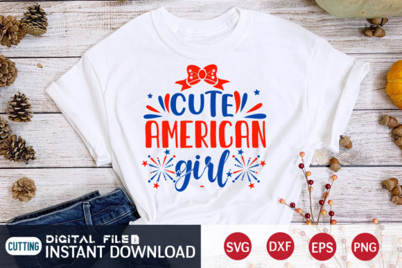 Cute American Girl Svg: Graphics for T-Shirt Designs
