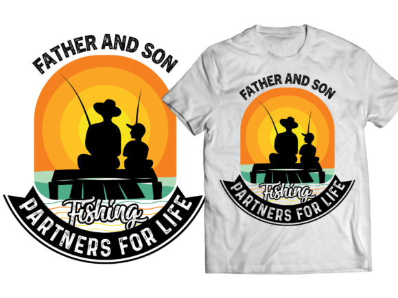 Father and Son Fishing Graphics for T-Shirt Designs